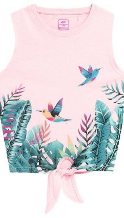 4F Μπλούζα Crop για κορίτσια Ροζ